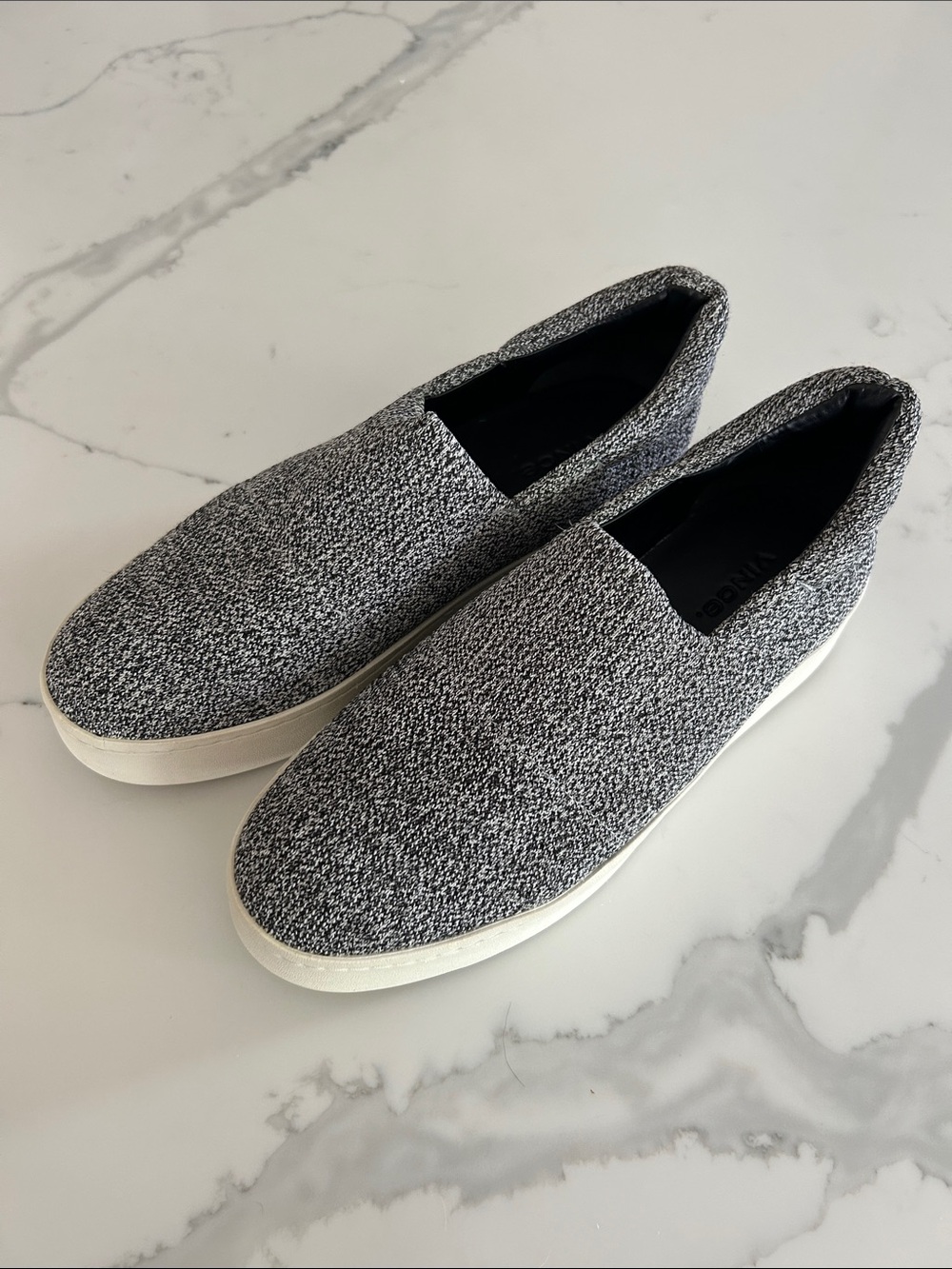 Vince Gray Platform Knit Slip-On Sneakers